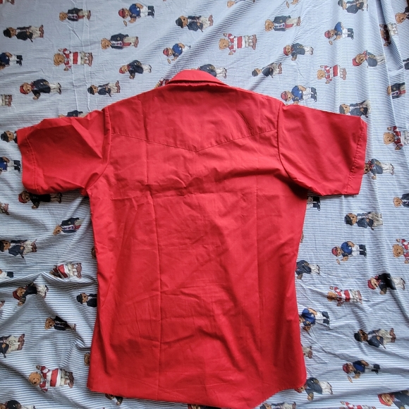 Ely cattlemen western cowboy short sleeve red men's medium shirt button up - Picture 7 of 10